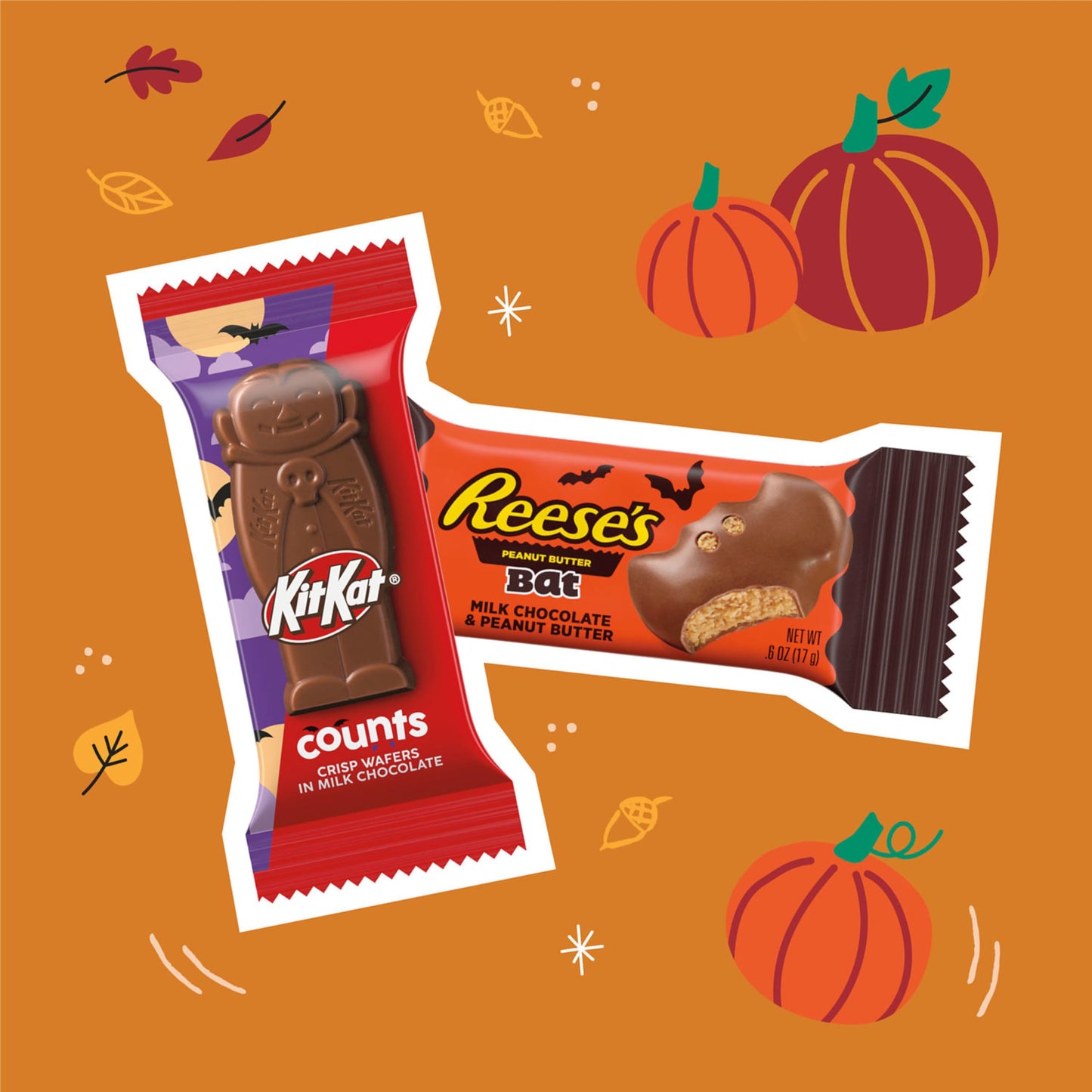 KIT KAT and REESES Assorted Milk Chocolate Snack Size  Halloween Candy Bag  18.44 oz (30 Pieces)