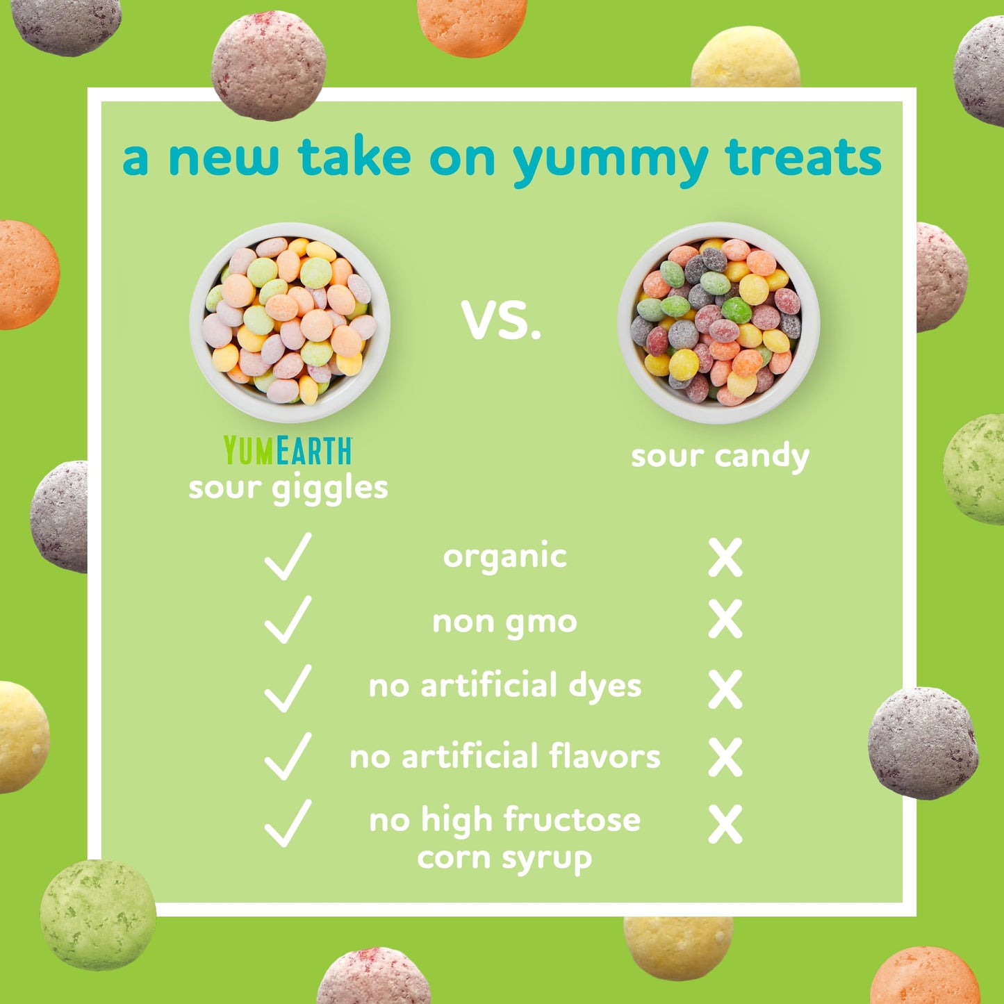 YumEarth Organic Sour Giggles Chewy Candy - Allergy Friendly, No Artifical Dyes, Non GMO, Gluten Free, Sour Fruit Flavored, Vega