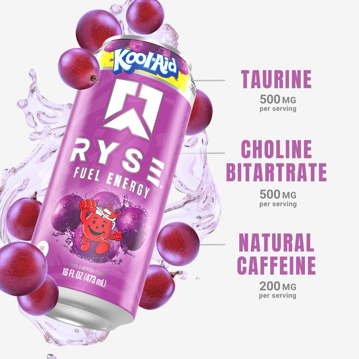 RYSE Fuel Energy Drink - Sugar Free, Gluten Free & Vegan - 200mg Caffeine - 16 fl oz Cans (12-Pack)