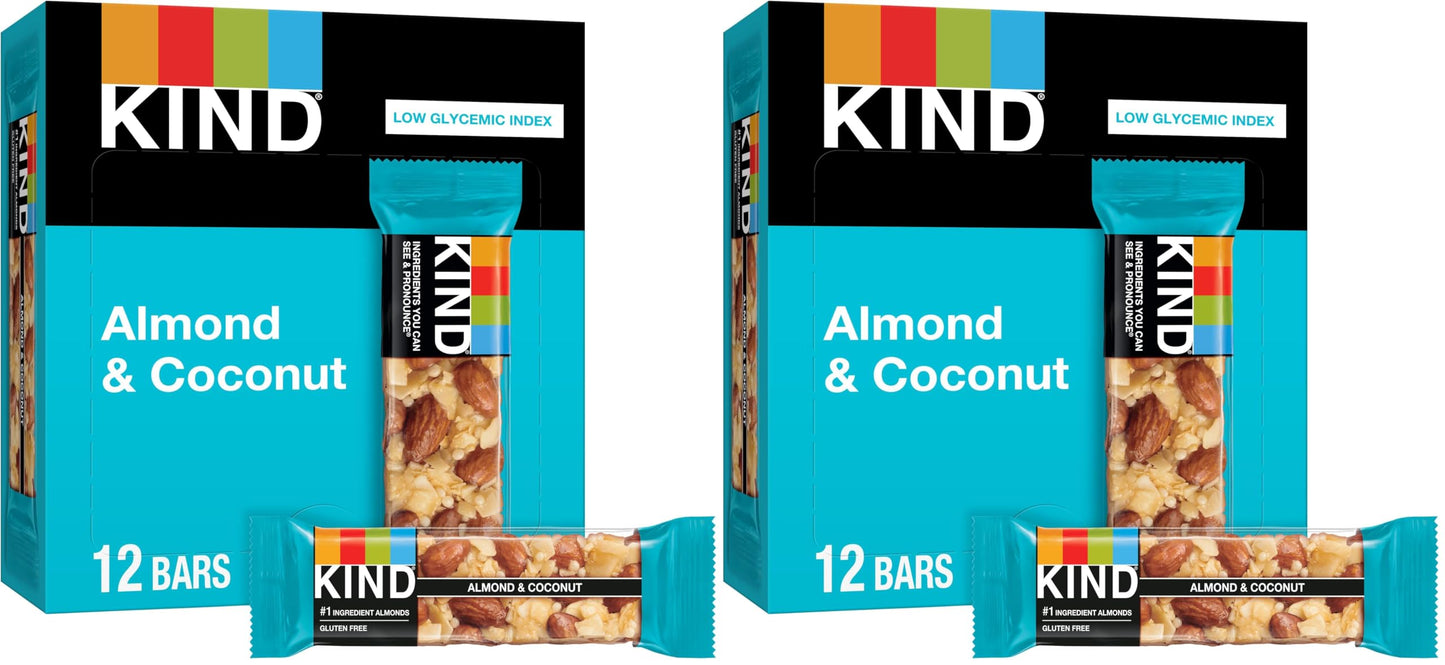 KIND Bars, Almond & Coconut, Healthy Snacks, Gluten Free, 12 Count (Pack of 2)