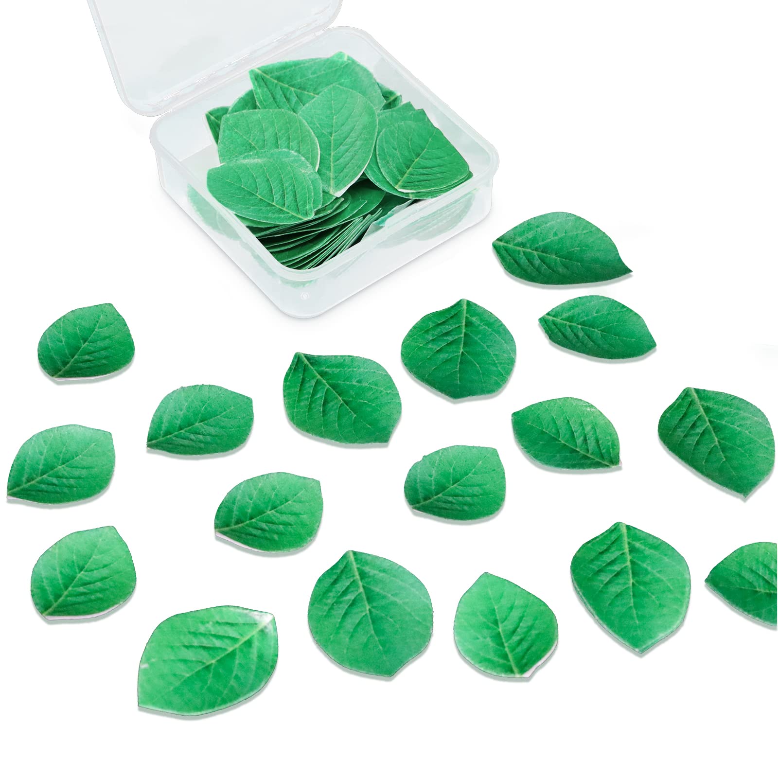 92Pcs Edible Leaves Edible Green Cake Cupcake Toppers Edible Wafer Paper Leaf Cake Decoration For Hawaii Aloha Summer Theme Wedd