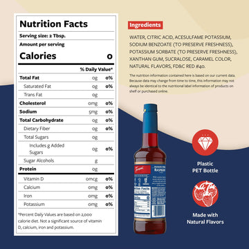 Torani Sugar Free Syrup, Raspberry Flavored Syrup For Drinks, Zero Calorie, Pump Included, 25.4 Fl Oz
