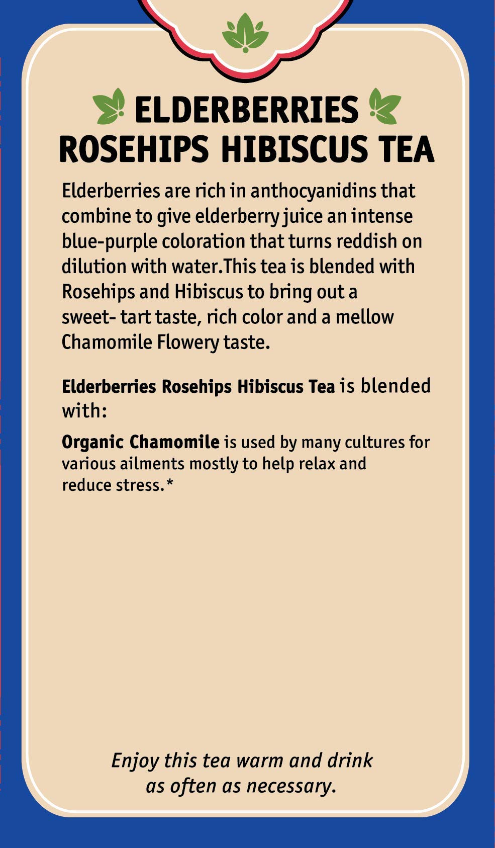 Herbal Cup Ayurveda Elderberries Tea, Organic Rosehips Hibiscus, No Caffeine Herbal Nutrition Product (16 Count, Pack Of 6)
