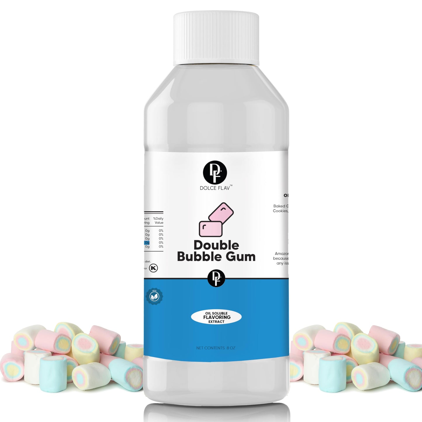 Dolce Flav Bubble Gum Extract - 8 Ounce Oil-Soluble Kosher  Sugar-Free  Concentrated Classic Bubble Gum Flavoring For Baking  Chocolates & Desserts