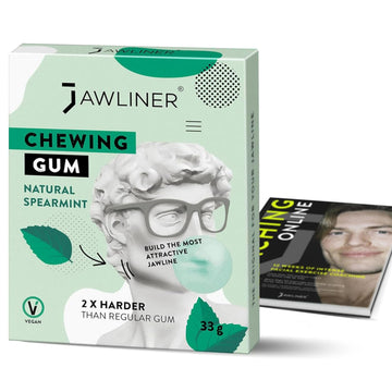 Jawliner Hard Jwaline Chewing Gum - Sugar Free Spearmint Tough Jaw Gum - Jaw Exerciser Strong Mewing Jawline Mistic Gum - 2x Har