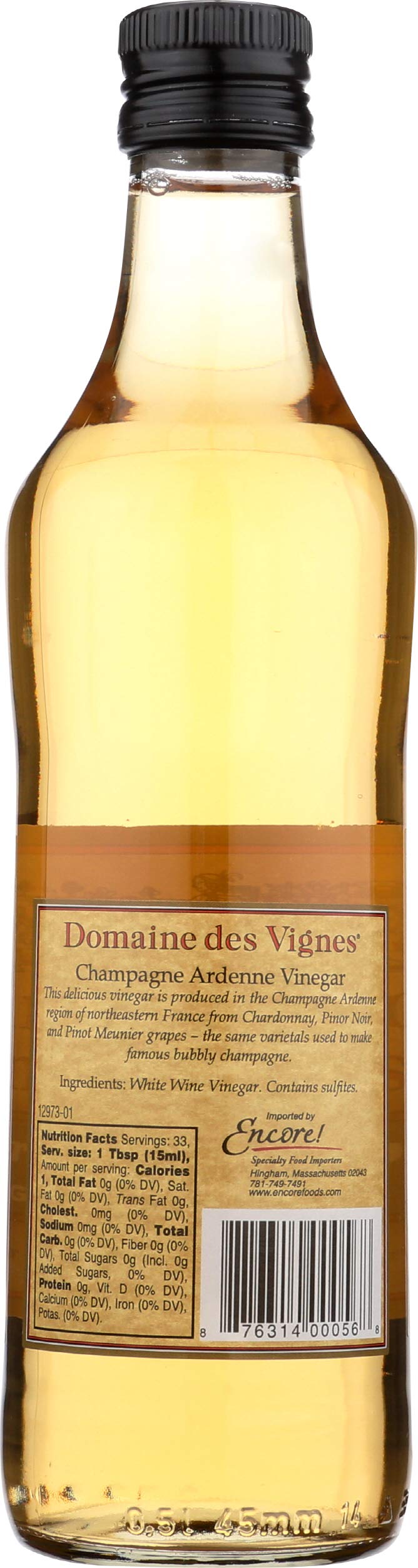 Domaine des Vignes Vinegar Grande Champagne, 16.9 Fl Oz (Pack of 1)