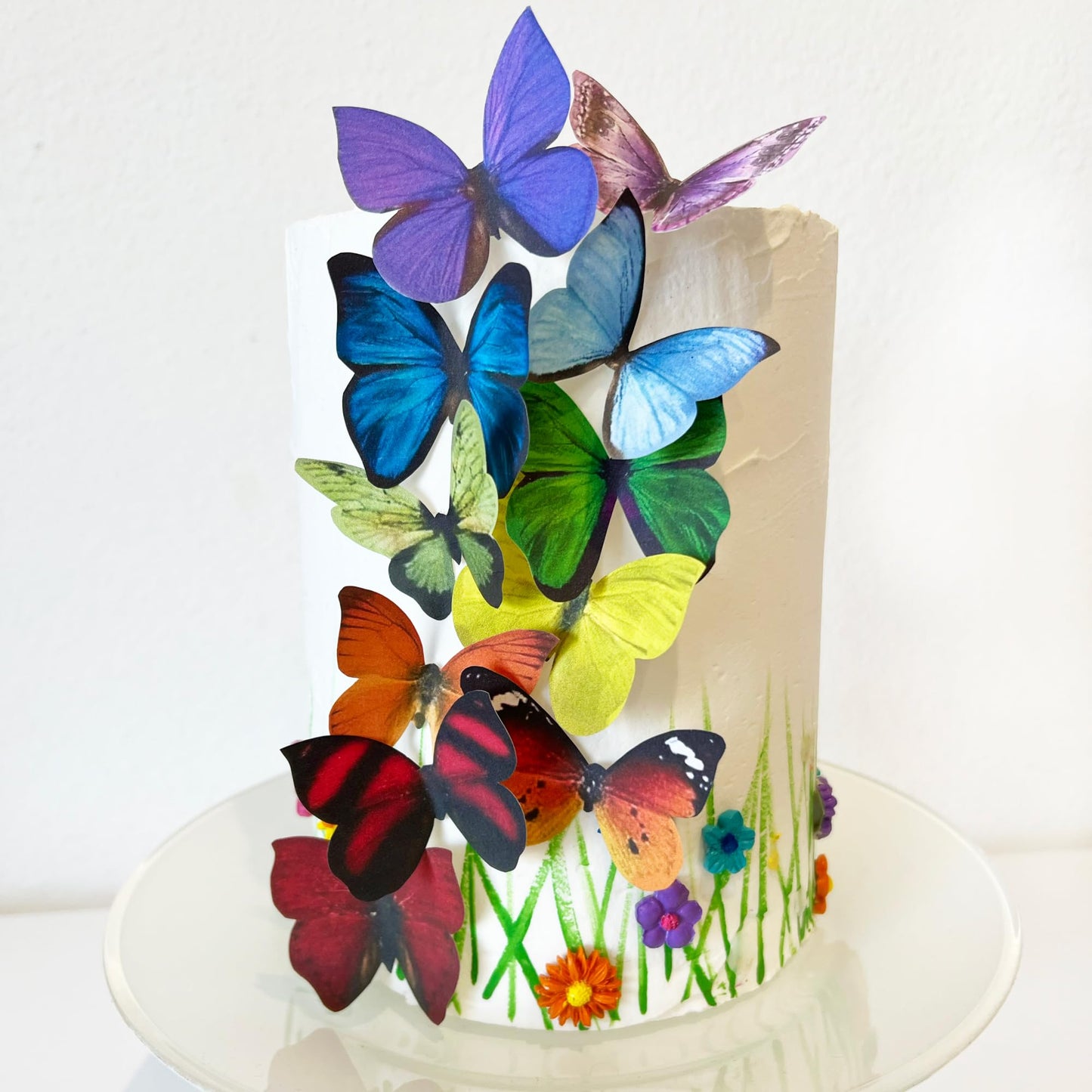 Sugar Robot Edible Butterflies for Cake Decorating - Large 3-inch Rainbow Toppers - Premium Crafted in the USA