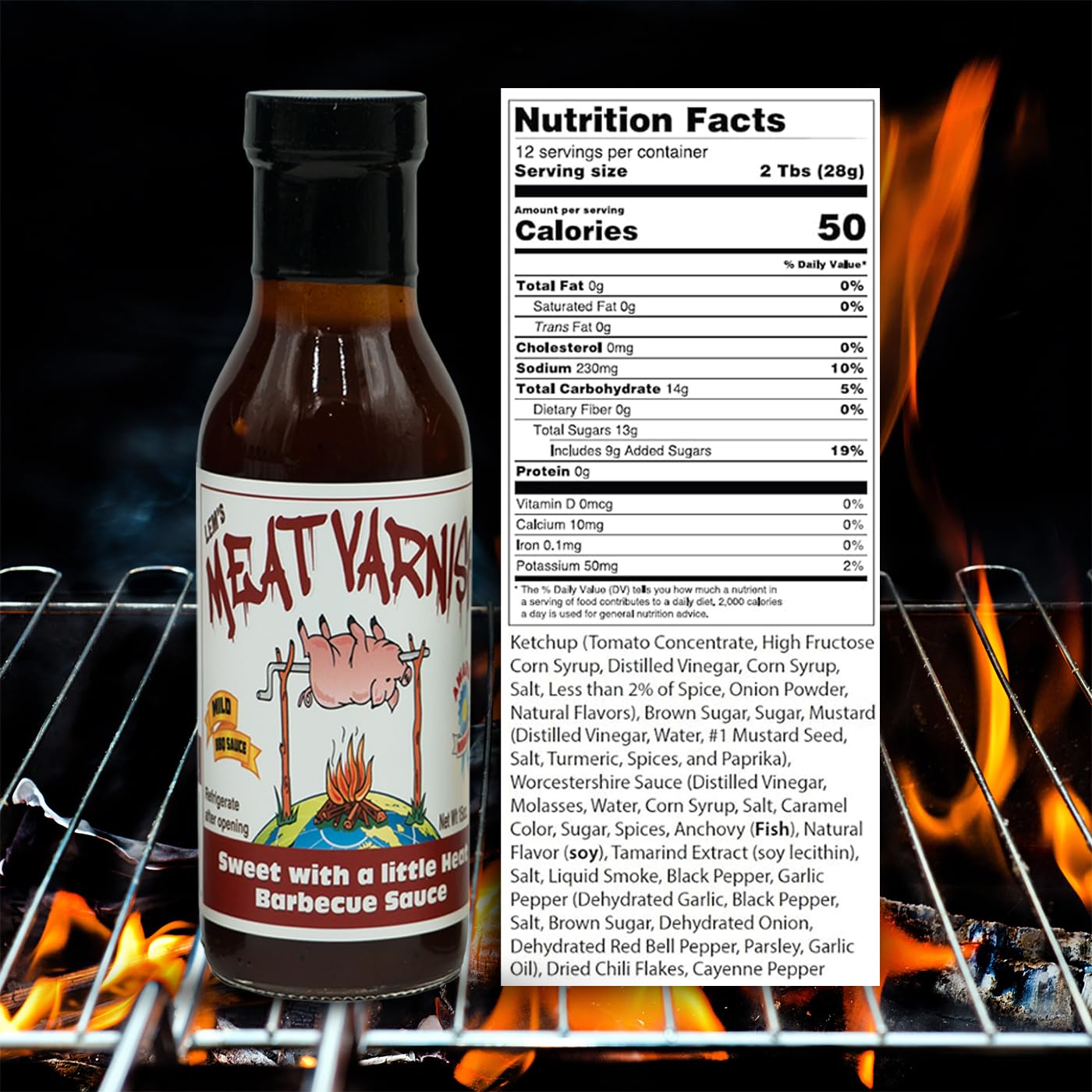 Lems Meat Varnish Mild BBQ Sauce - Gluten Free, Ideal for Grilling & Marinating - 15 oz Bottle