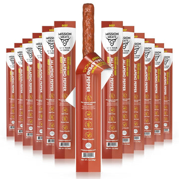 Mission Meats Beef Sticks - 100% Grass Fed & Pasture Raised, Sugar Free, Individually Wrapped Healthy Snacks, Whole 30 & Paleo F