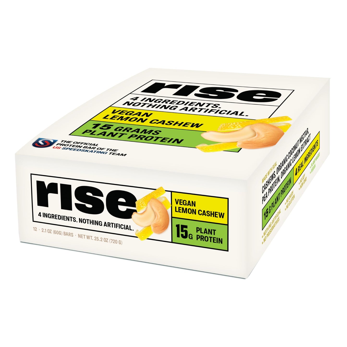 Rise Pea Protein Bar - Vegan Lemon Cashew | Breakfast Bar & Protein Snack 15G Protein Just 3 Whole Food Ingredients Non-Gmo Glut