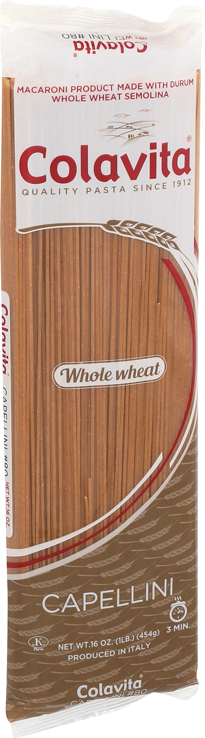 Colavita Pasta - Whole Wheat Capellini, 1 Pound - Pack Of 20