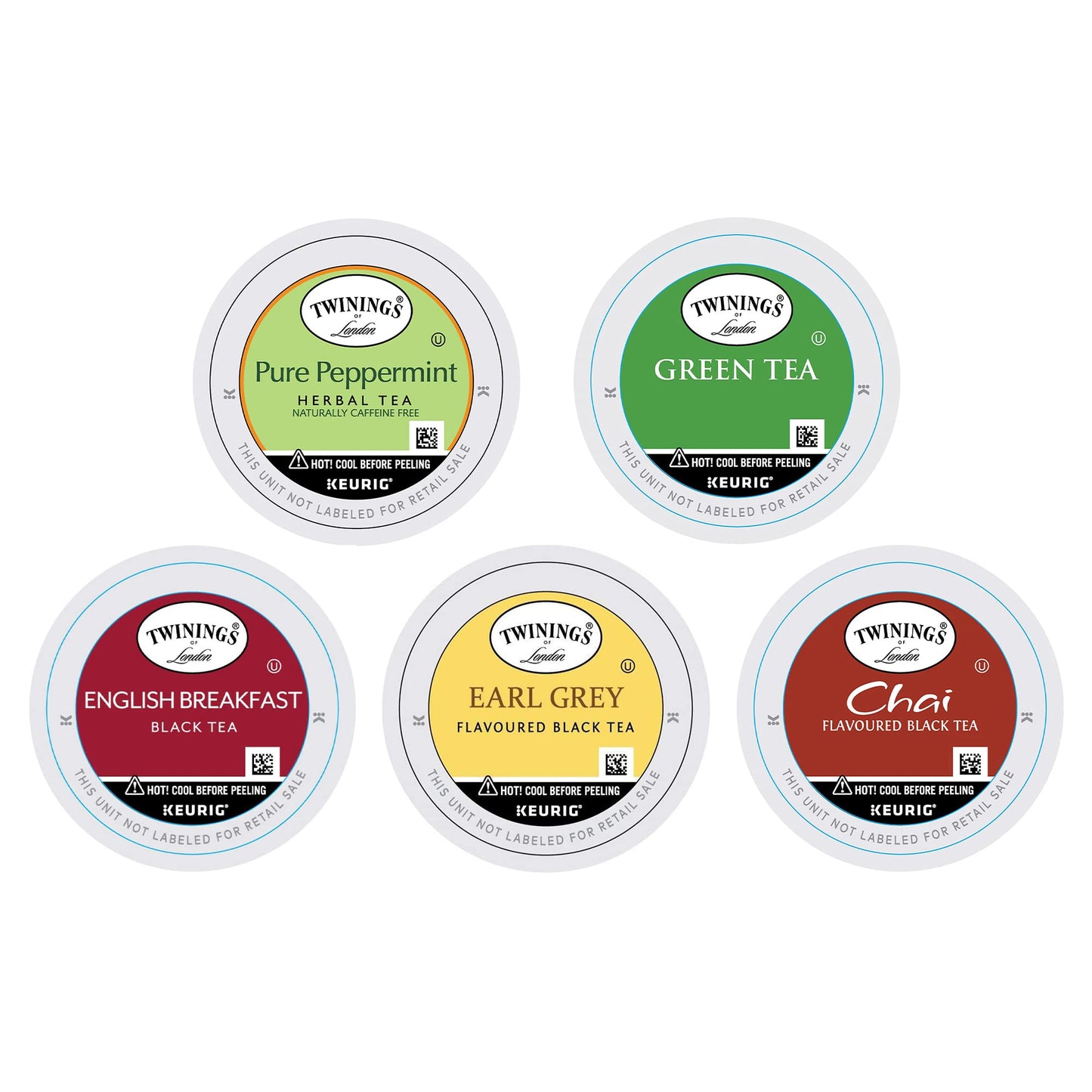 Twinings K-Cup Pods Variety Pack, English Breakfast, Earl Grey, Chai, Green, Peppermint, 10 Count, for Keurig and Single Cup Brewers