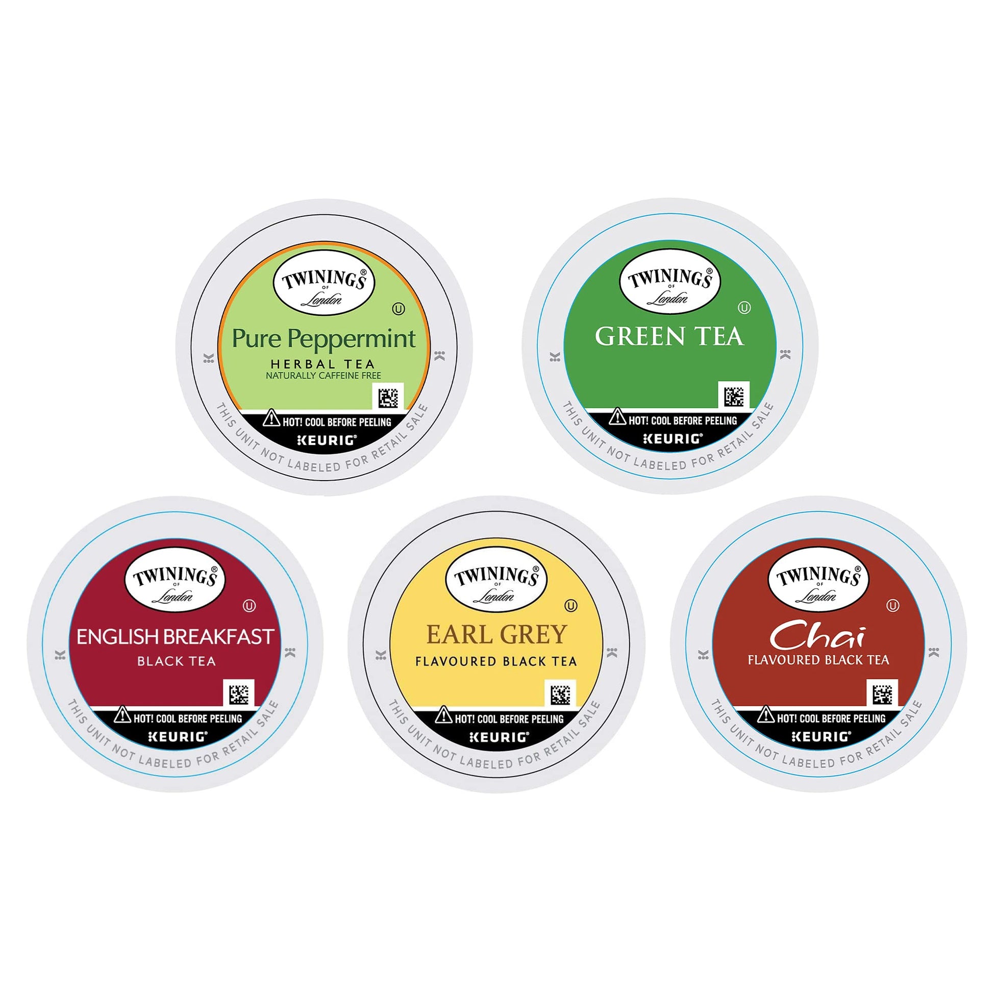 Twinings K-Cup Pods Variety Pack, English Breakfast, Earl Grey, Chai, Green, Peppermint, 10 Count, for Keurig and Single Cup Brewers