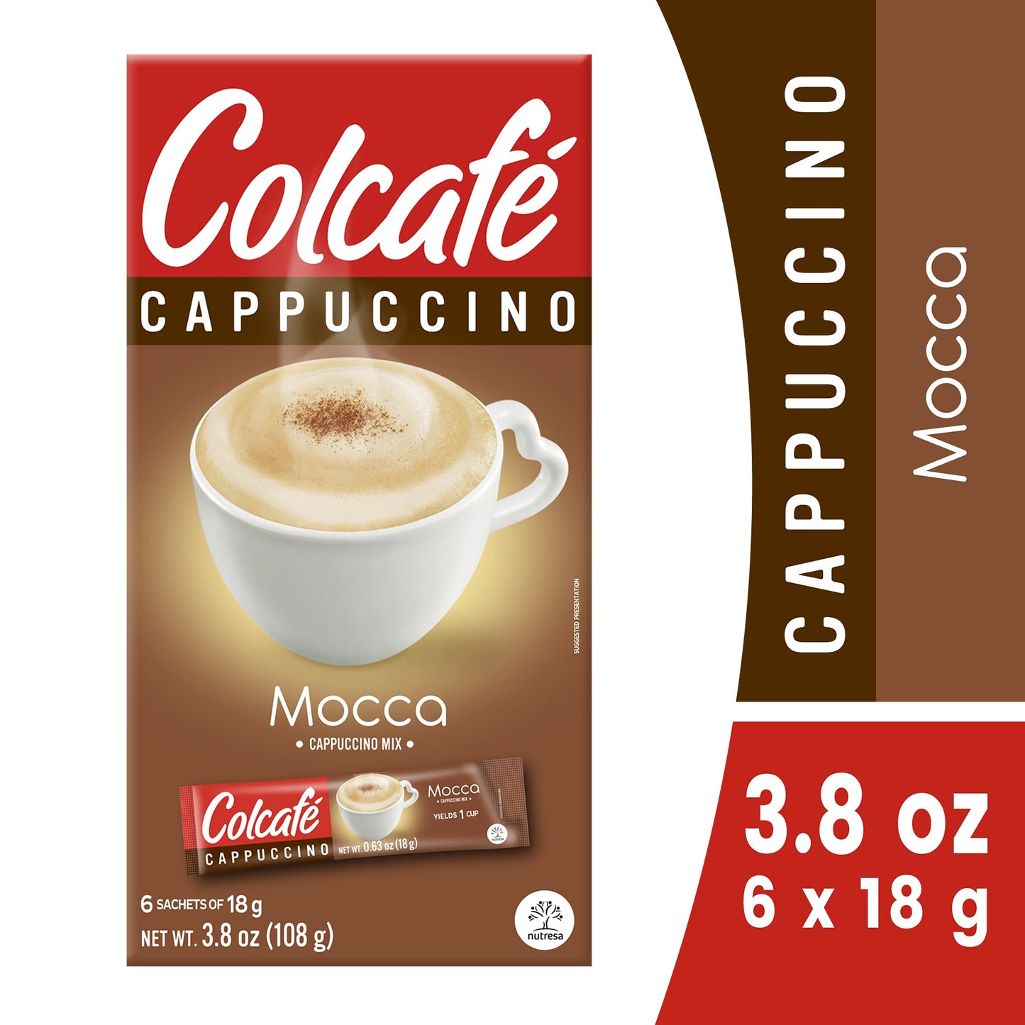 Colcafé Mocca Cappuccino Instant Mix | Convenient & Portable Packs | 100% Colombian Coffee | Make Hot Or Cold | 6 Count (Pack Of 2)