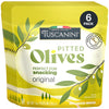 Tuscanini Italian Pitted Olive Snack Packs, 1 oz (6 Pack) | Convenient Olive Pouches for Snacking | No Oil | Gluten Free, Vegan,