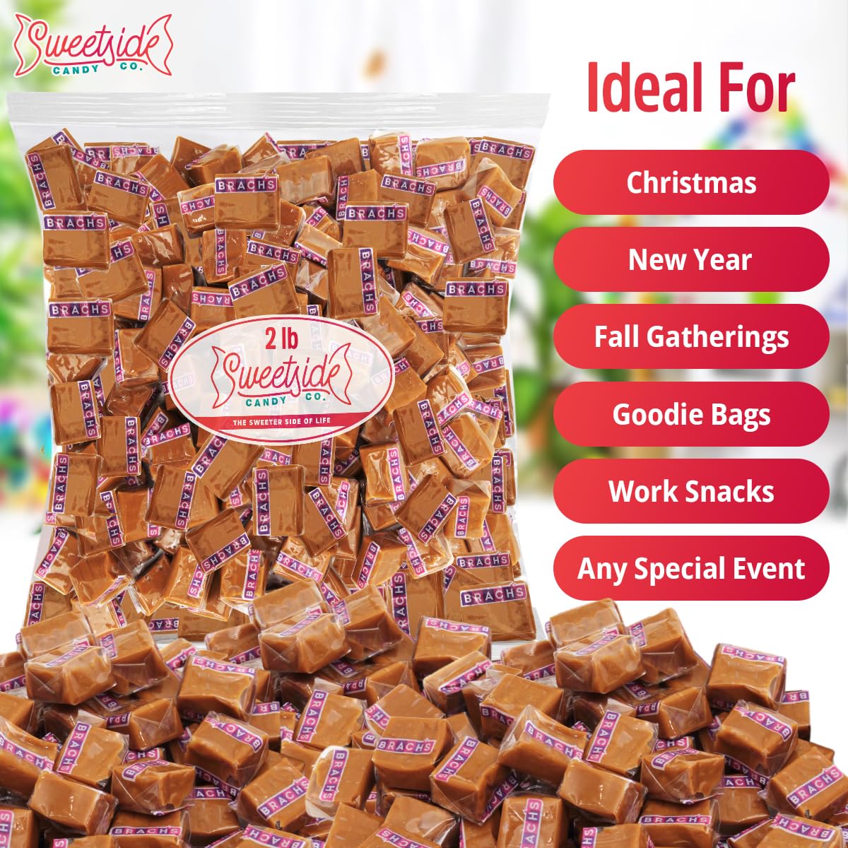Chewy Caramel Candy, 2Lb Pack Of Caramels Individually Wrapped, Ideal Carmels Candy Soft For Sharing With Friends And Family, Pe
