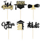 Gyufise 24Pcs Black Gold Glitter 2024 Graduation Theme Cupcake Toppers Glitter Class Of 2024 Diploma Finally I Did It Congrats G