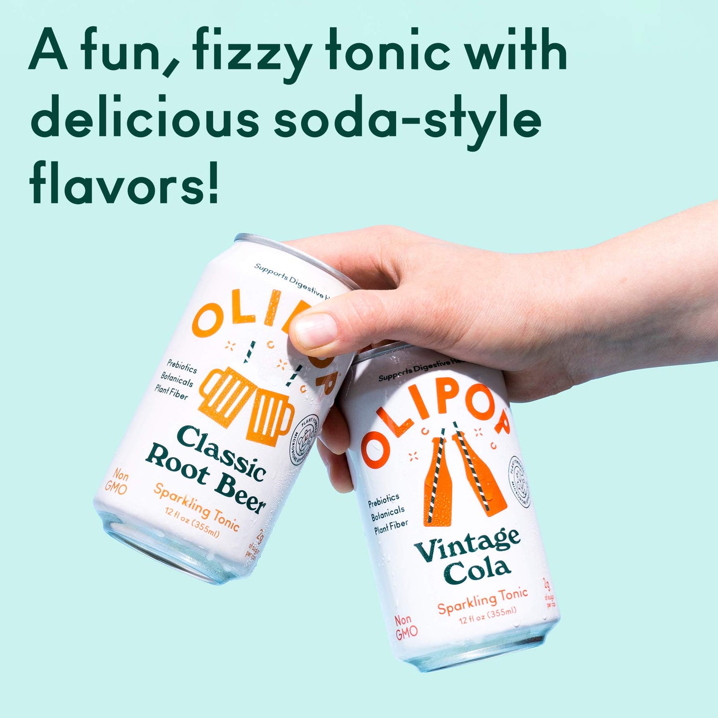 OLIPOP Vintage Cola & Root malt-inspired Variety Pack, Prebiotic Soda, 12 oz, 12-Pack