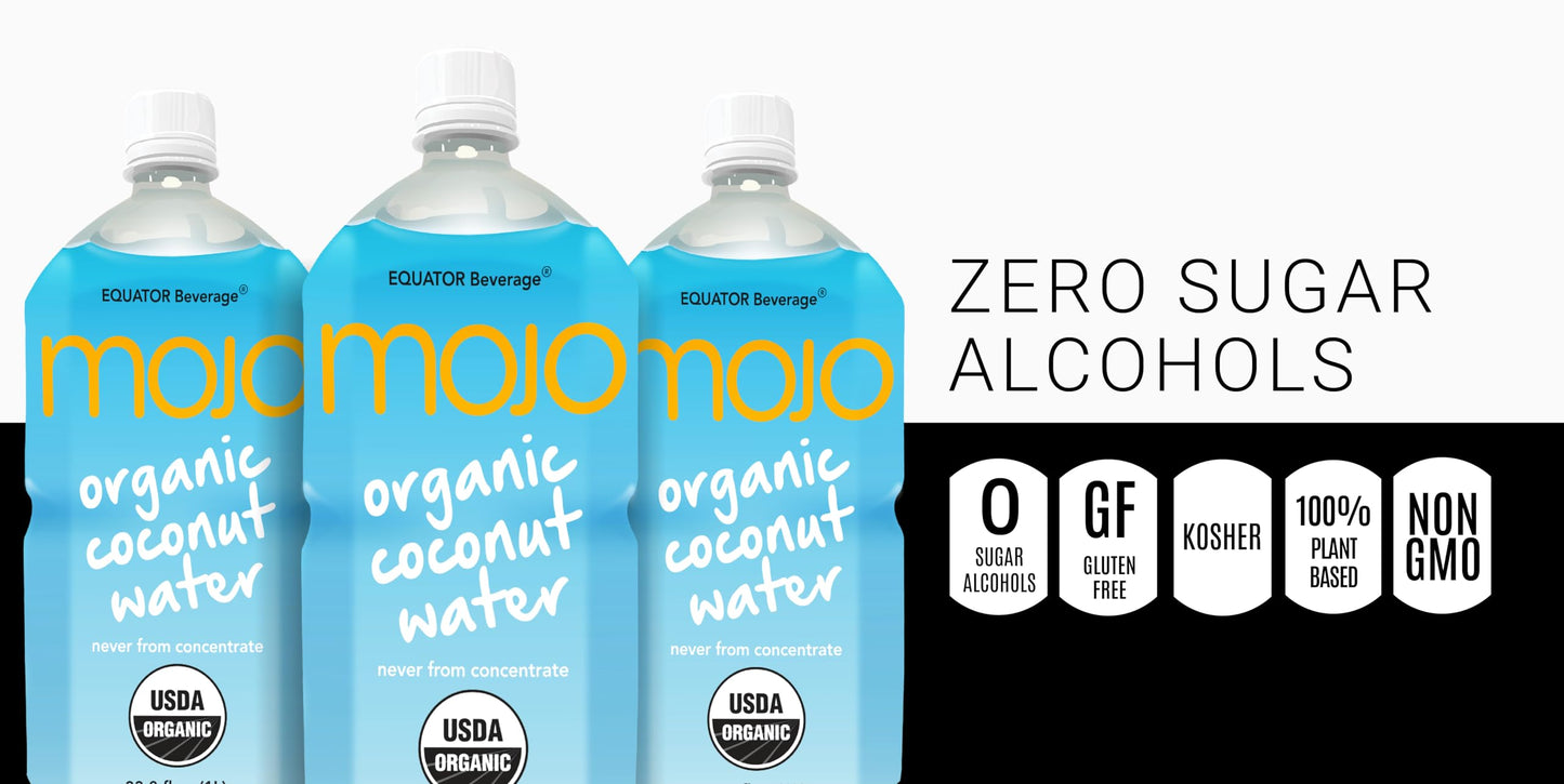 MOJO Organic Coconut Water | Hydration Drink & Sports Drink | Electrolytes Beverage 1043 mg | Vitamin B & C | Hydration Drink fo