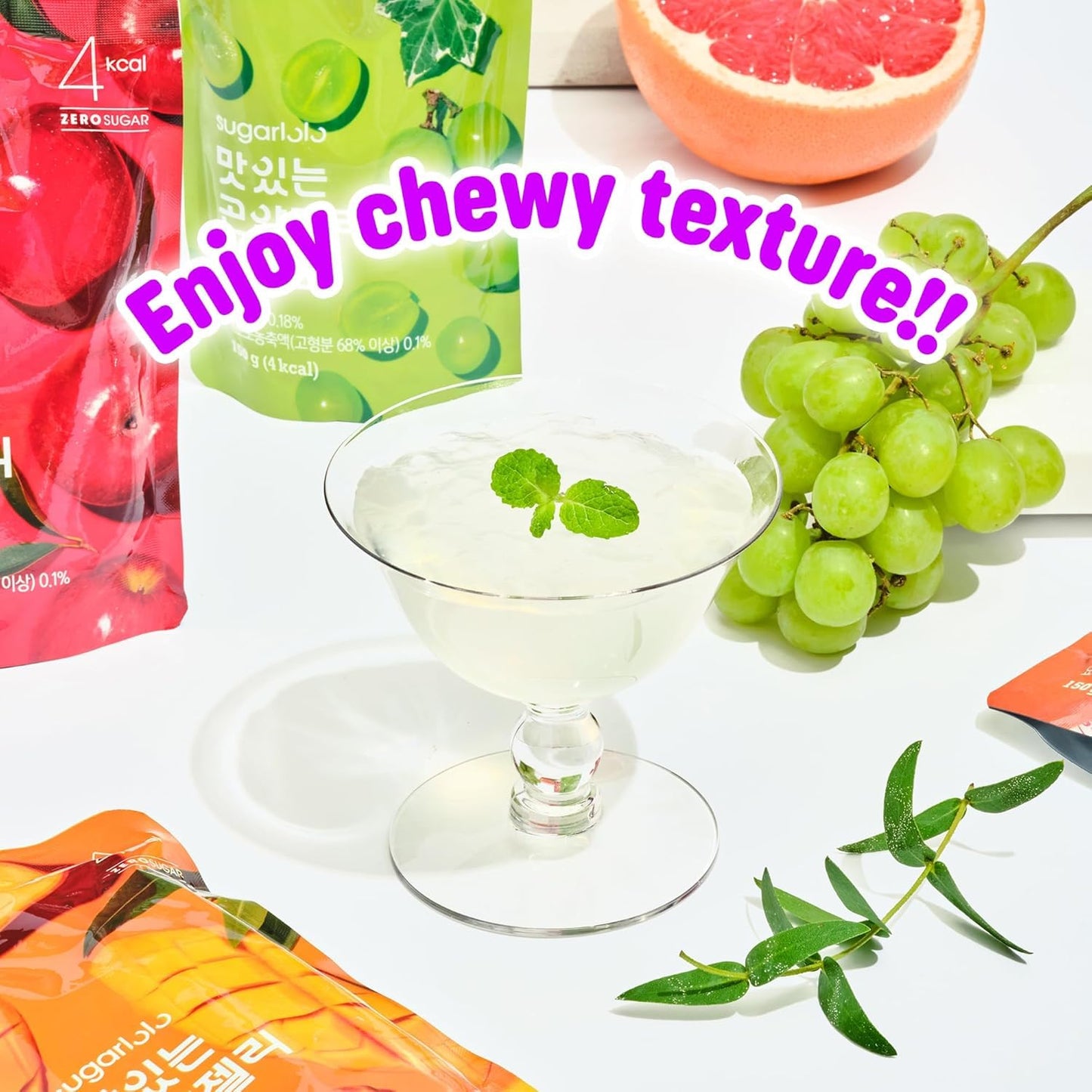 Sugarlolo Konjac Sweet Coco Yuzu & Lemon Jelly Snack - Vegan Jello With Zero Sugar | Only 6 Calories Per Pouch | Low Calorie Kor