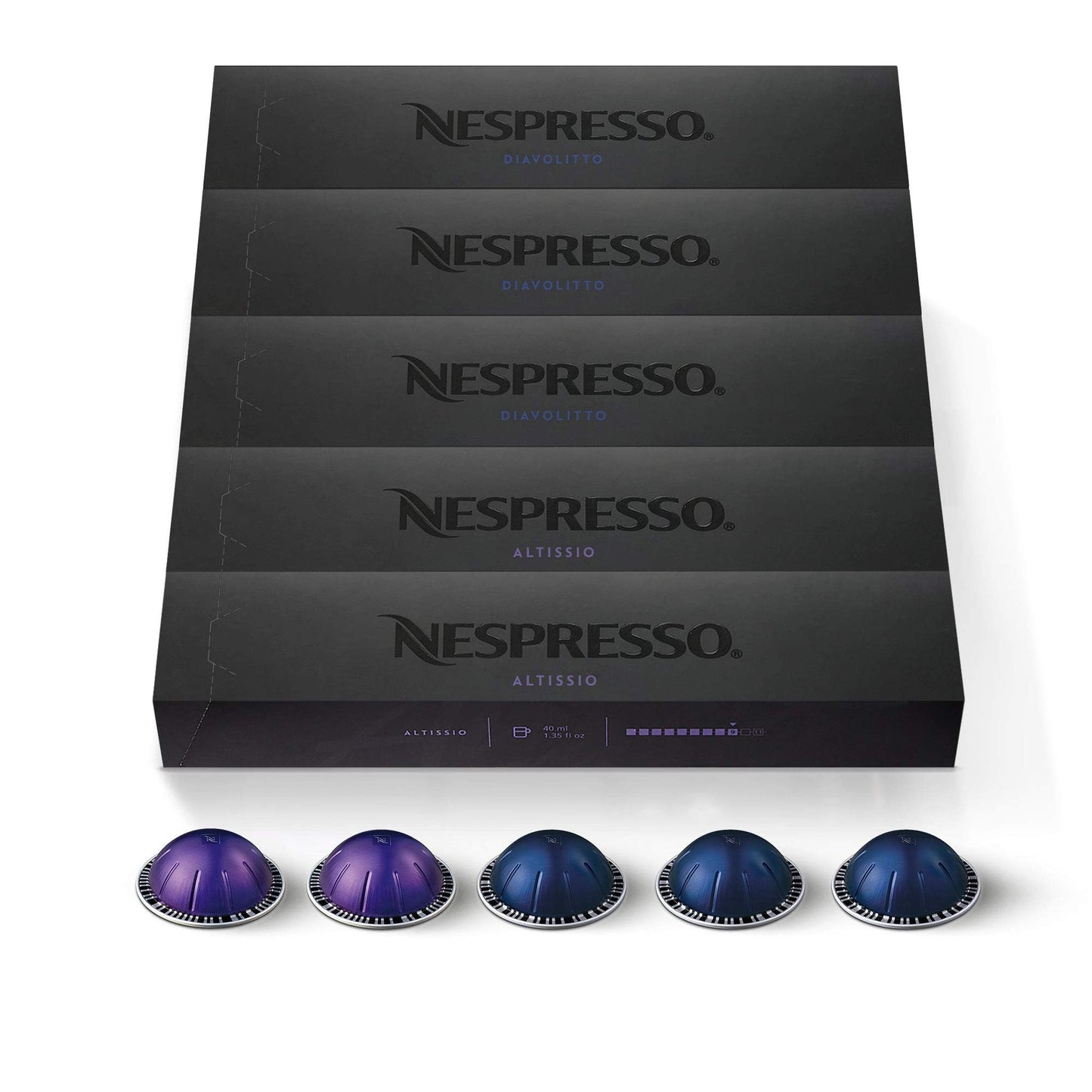 Nespresso Espresso Capsules Vertuo Variety Pack, Medium & Dark Roast, 50 Count, Model u-c-15948