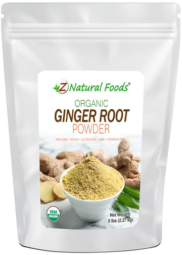 Z Natural Foods Organic Ginger Root Powder - Raw, Non-GMO, Gluten-Free - 5 lb Bulk Size