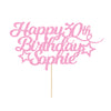 Personalized Happy Birthday Cake Topper Customized With Any Age Name Party Cake Decoration 16 18 21 40 60 Double Sided Glitter Card Baby Pink