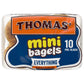 Thomas Everything Bagels, 10 count, (1.5 oz each), Kosher Mini Bagels, 15 oz Bag