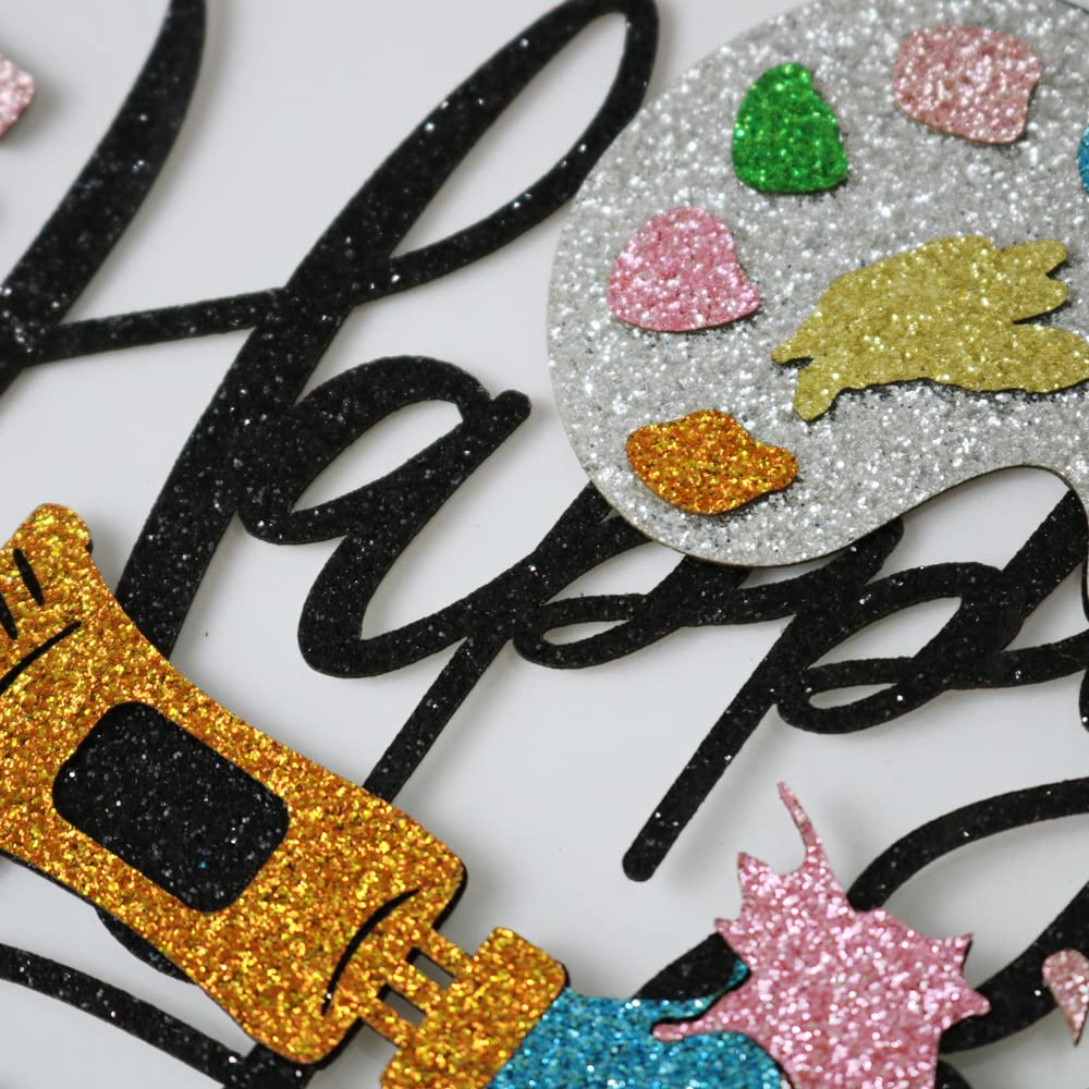 Lveud Happy Birthday Cake Topper - Painting & Drawing Board Theme