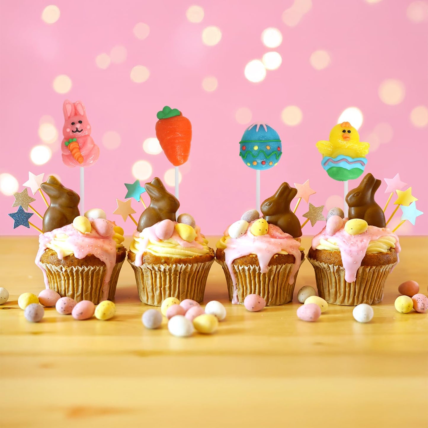 Easter Lollipops Candy Variety Pack - 24 Individually Wrapped Assorted Colorful Shapes With Bunny, Egg, Carrot Easter Suckers Fo