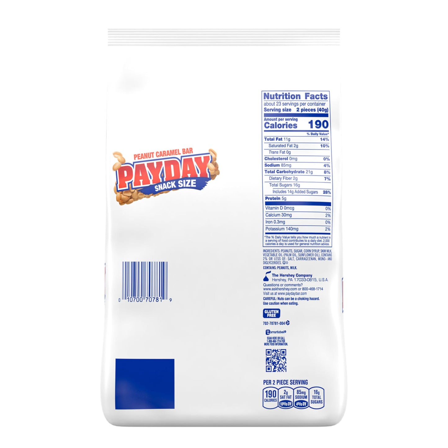 PAYDAY Peanut Caramel Snack Size  Candy Bulk Bag  33 oz