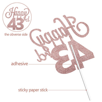 Lingteer Happy 43Rd Birthday Cake Topper - Cheers To 43Rd Birthday 43 Years Old Birthday Party Cake Decorations Sign.