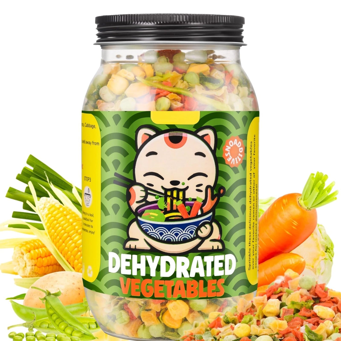 Freeze Dried Mixed Dehydrated Vegetables - 10.58Oz Natural Ramen Toppings Vegetable Flakes, No Gluten& No Allergen, Dry Veggie F