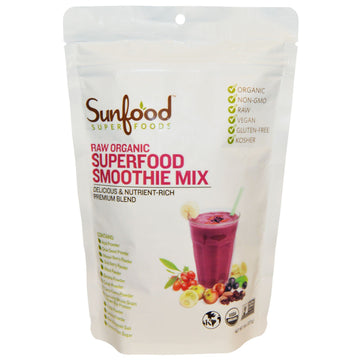Sunfood Superfood Raw Organic Smoothie Mix - Vegan Superfood Protein Smoothie Powder, Drink Mix with Fruit & 12g Plant Based Pro