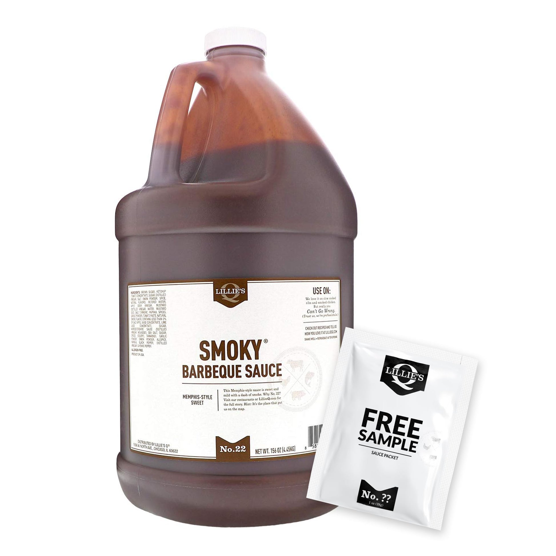 Lillies Q Smoky Barbeque Sauce, Gourmet BBQ, Sweet Brown Sugar, Gluten-Free, 156 oz, Model FGLIL126-1