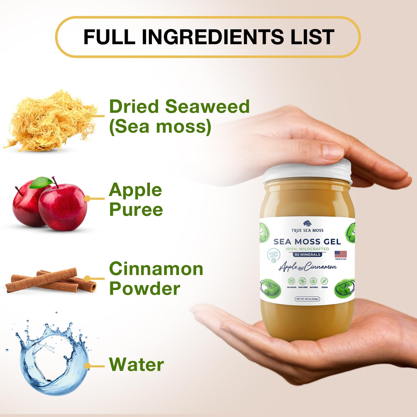Trueseamoss Wildcrafted Irish Sea Moss Gel - Made With Dried Seaweed & Fresh Sea Vegetables, Seamoss, Antioxidant Supports Diges