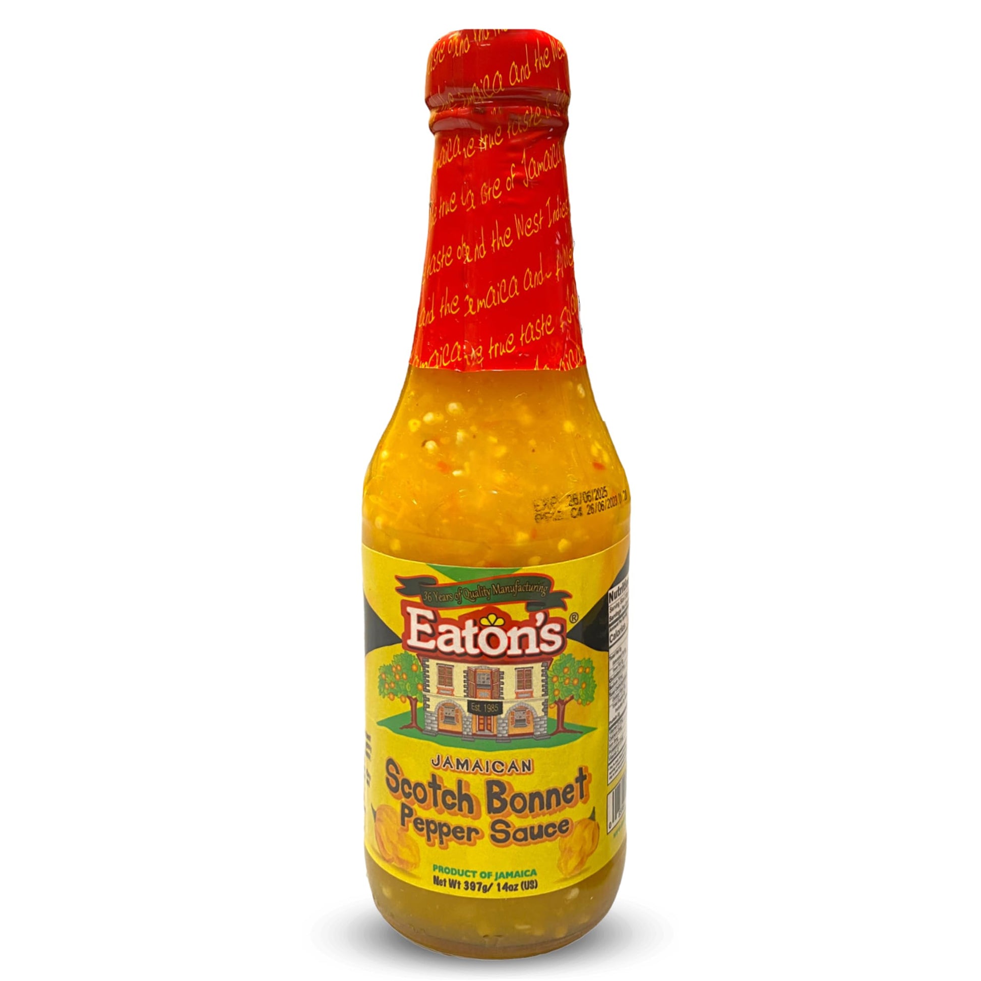 Eatons Jamaican Scotch Bonnet Pepper Sauce - Sweet, Spicy, Flavorful Hot Sauce - Use as Glaze for Chicken Wings - Condiment for