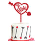 Rsstarxi Valentines Day Heart Cake Toppers, Red Glitter Paper Picks for Weddings, Bridal Showers, Anniversaries, and Parties