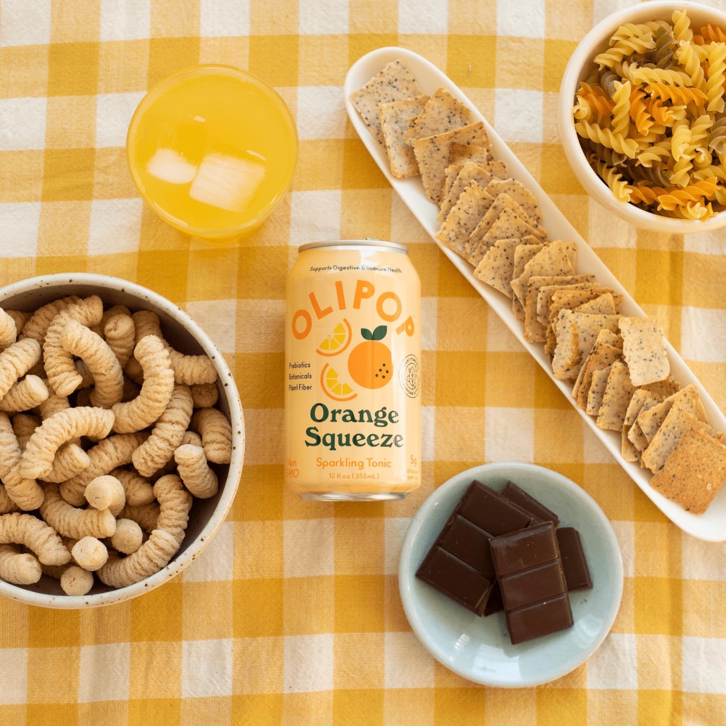 OLIPOP Prebiotic Soda Pop, Orange Squeeze, A New Kind of Soda Packed with Prebiotics, Fiber, and Botanicals, Gluten Free, Vegan,