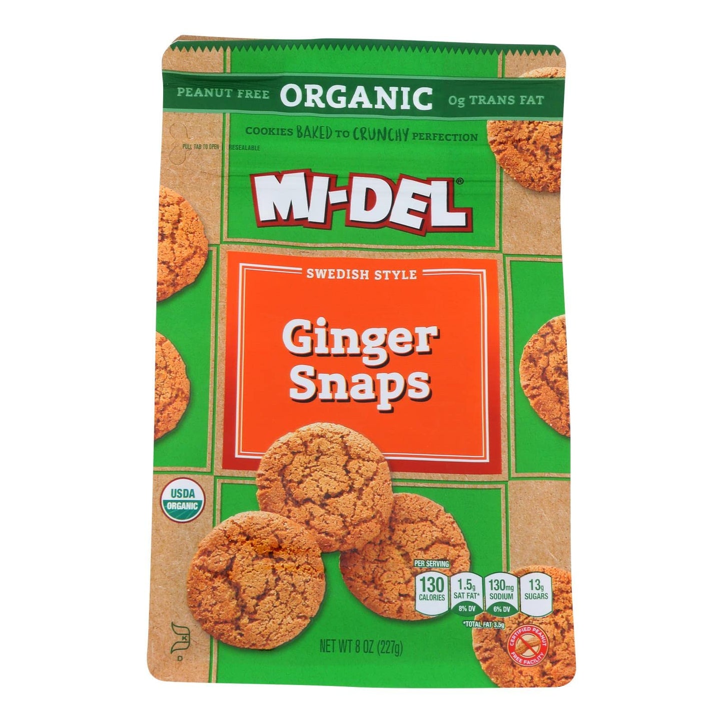 Mi-Del Organic ginger Snaps - 8 oz