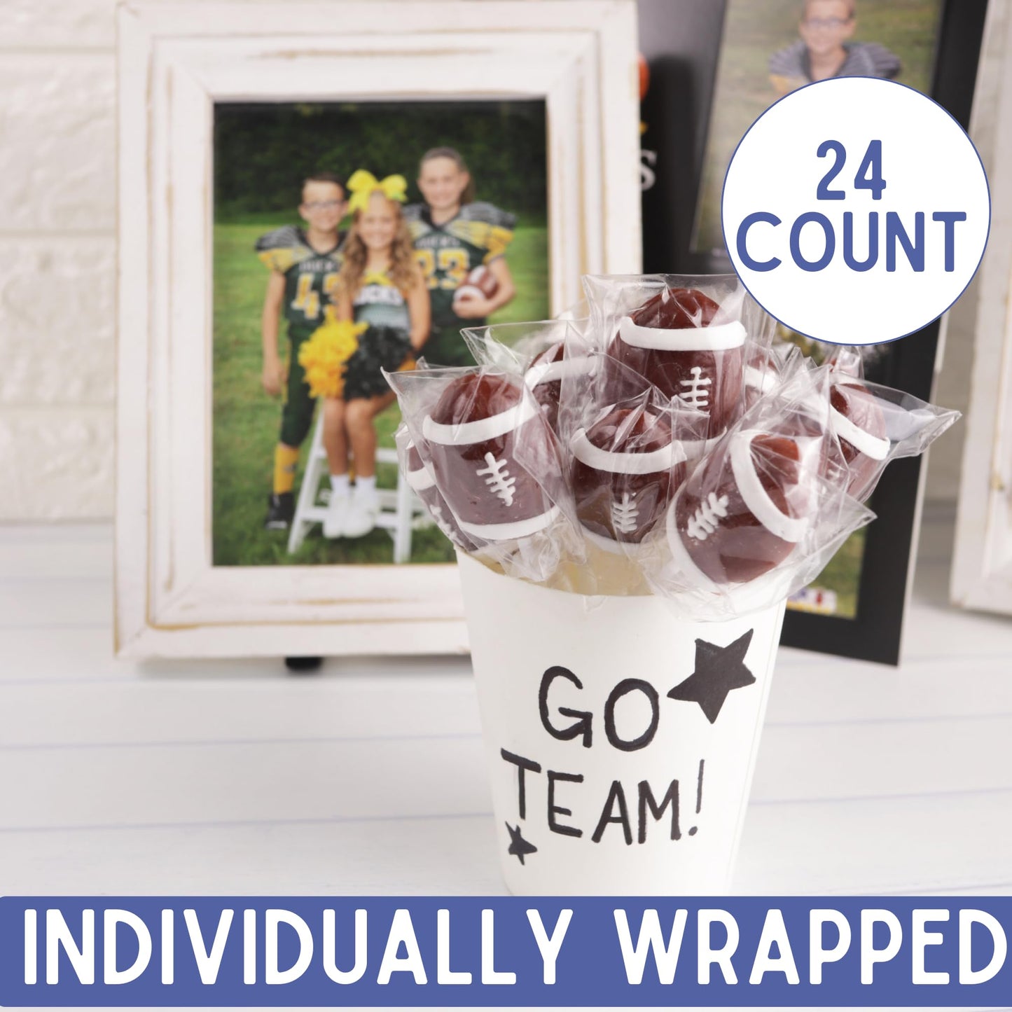 Football Lollipops  Individually Wrapped Sports Suckers  Fruit Flavored  Team Party Favors  24 Count Box  10.16 Ounces