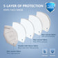 HALIDODO 100 Packs KN95 Face Masks, 5-Ply Breathable Protection, Elastic Ear Loops, Nose Clip, Multi Color, Large Size
