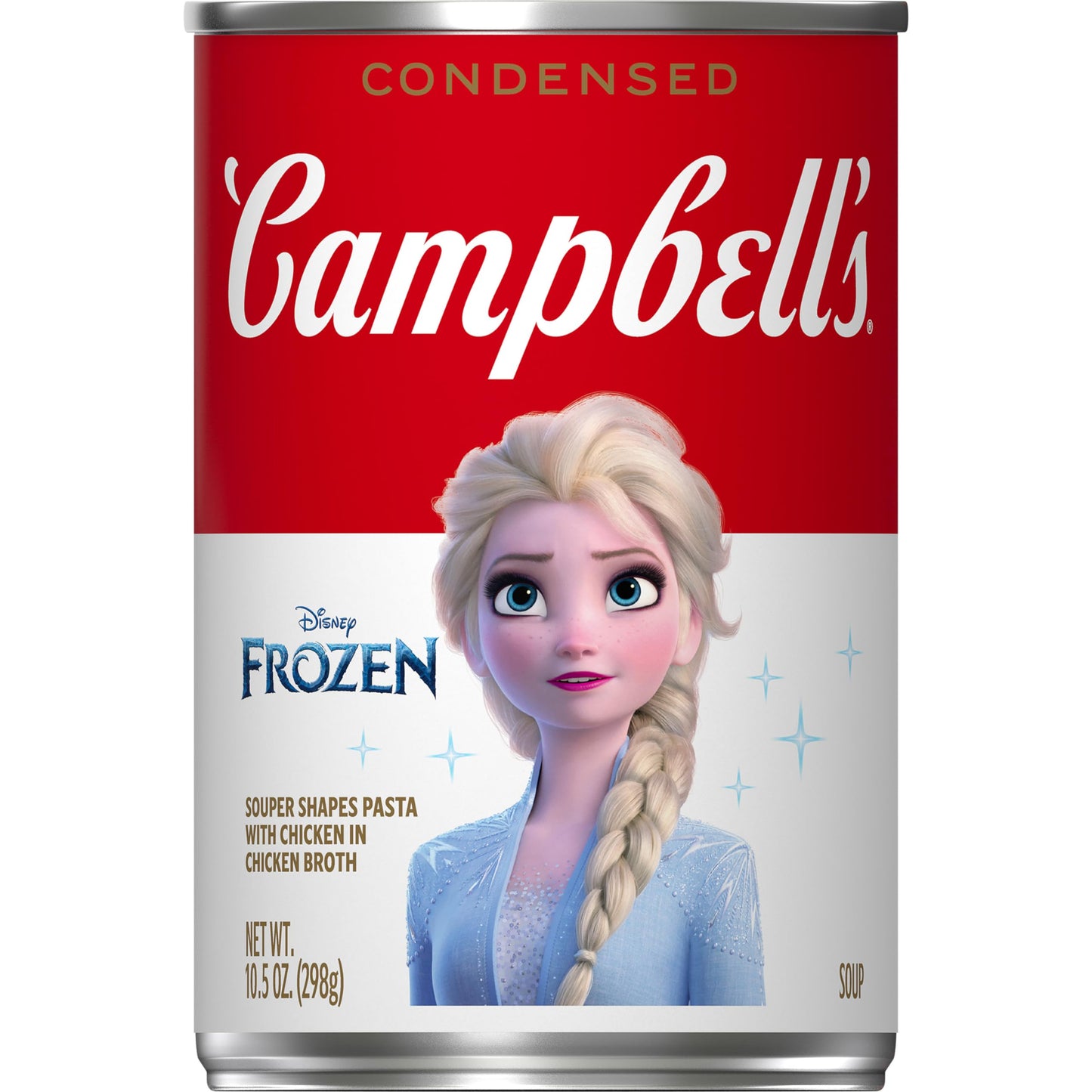 Campbells Condensed Kids Soup, Disney Frozen Souper Shapes Pasta With Chicken in Chicken Broth, 10.5 oz Can