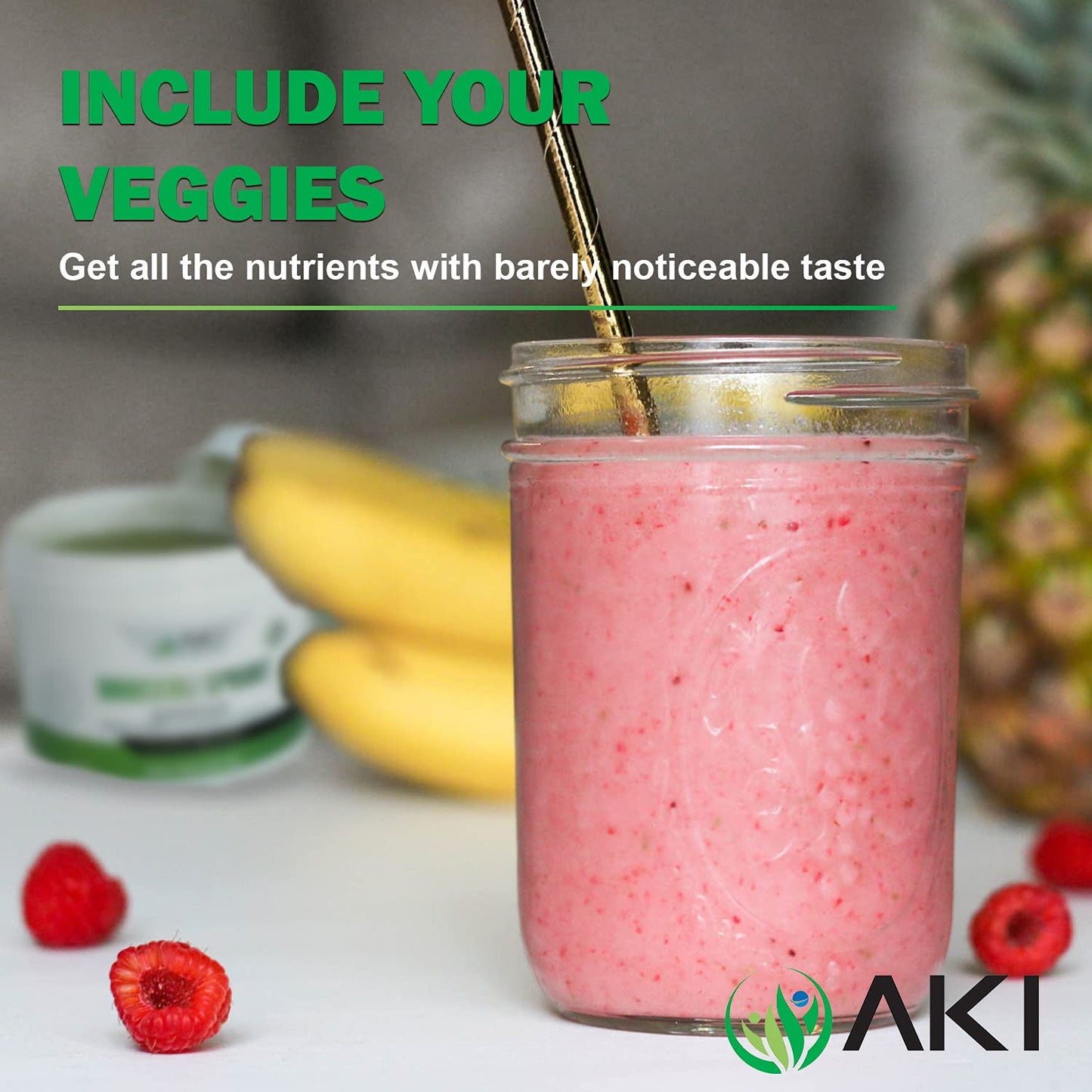 AKI Broccoli Sprout Powder - Ideal in Vitamins & Sulforaphane - Superfood for Green Veggie Smoothie Beverage or Meal - Non GMO (