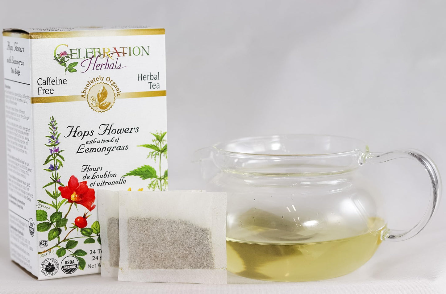 Celebration Herbals Organic Hops Flowers Tea, Caffeine Free, 24 Herbal Tea Bags, Model T151