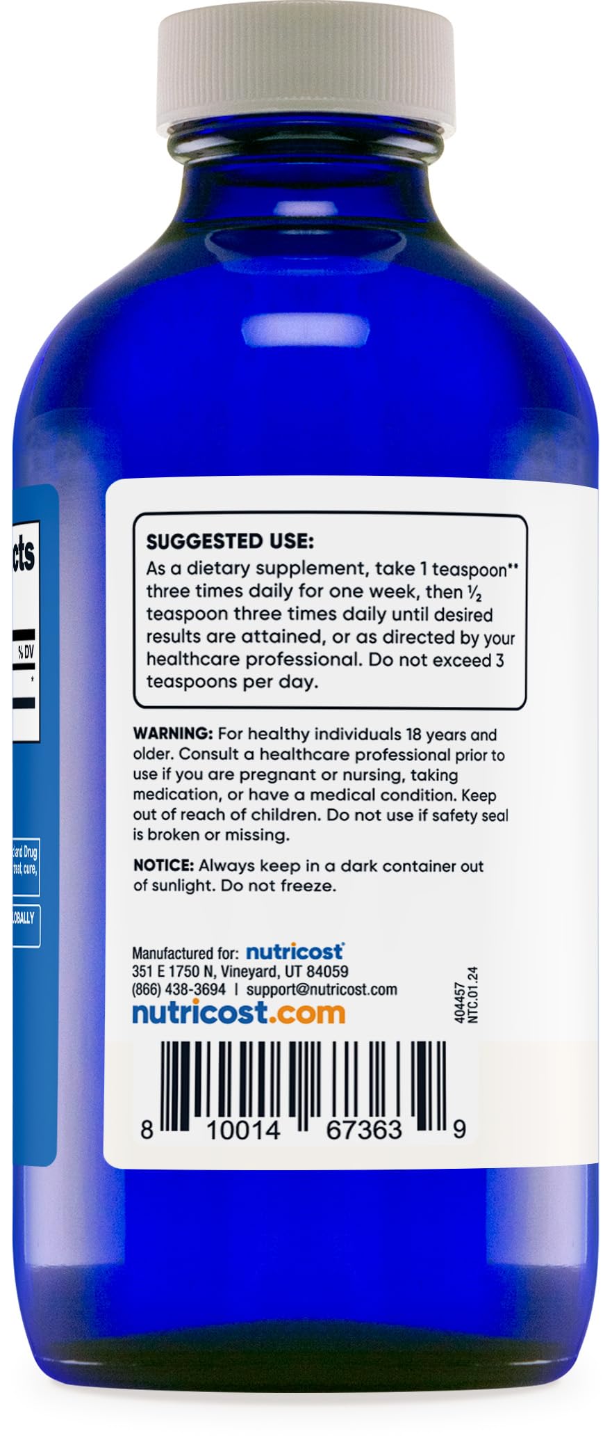 Nutricost Colloidal Silver 8Oz 150Mcg - Cobalt Blue Glass Bottles, Bio-Active Colloidal Silver