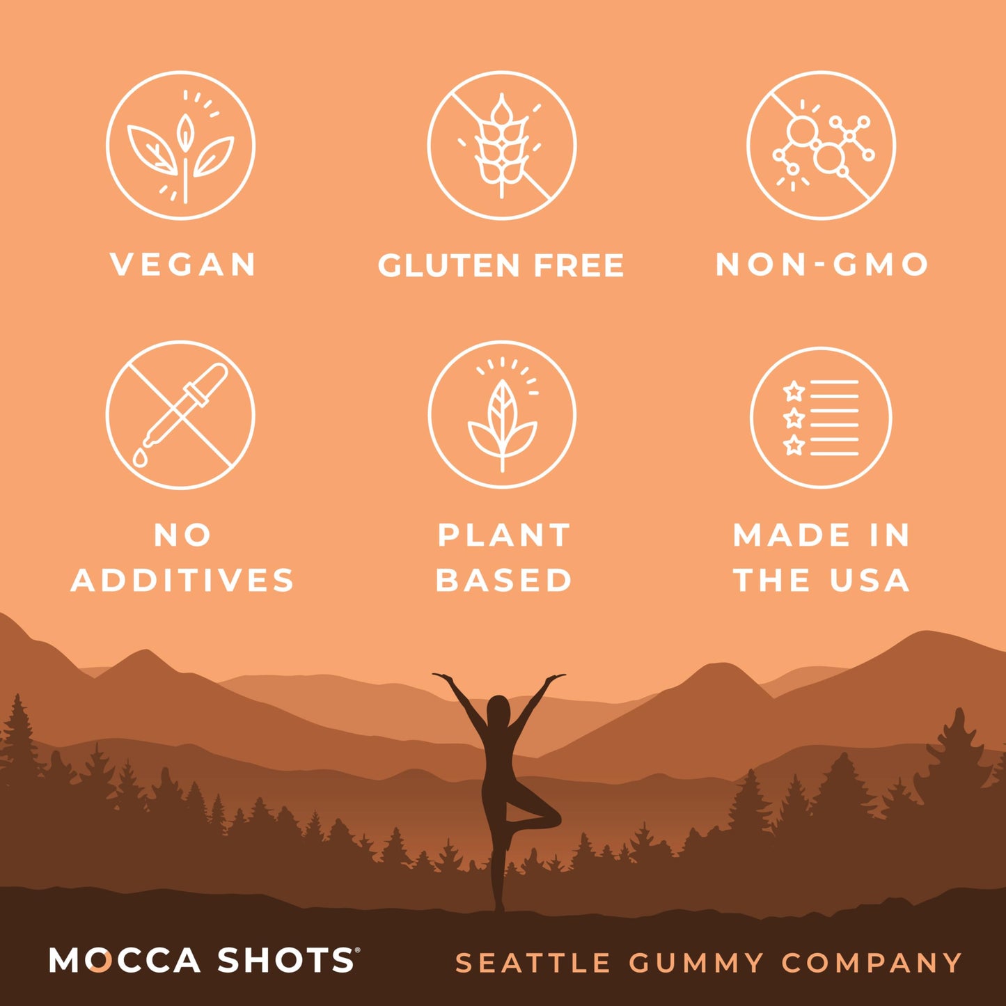 SGC Caffeine Gummies, 100mg per Gummy, 2 Count per Pack, 12-Pack Mocha Shots, Plant-Based Nootropic Energy