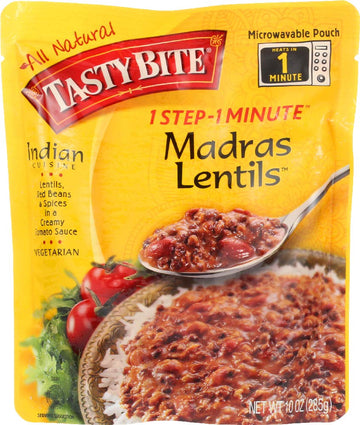TASTY BITE Hot & Spicy Madras Lentils, Natural, 10 Oz, Pack of 6