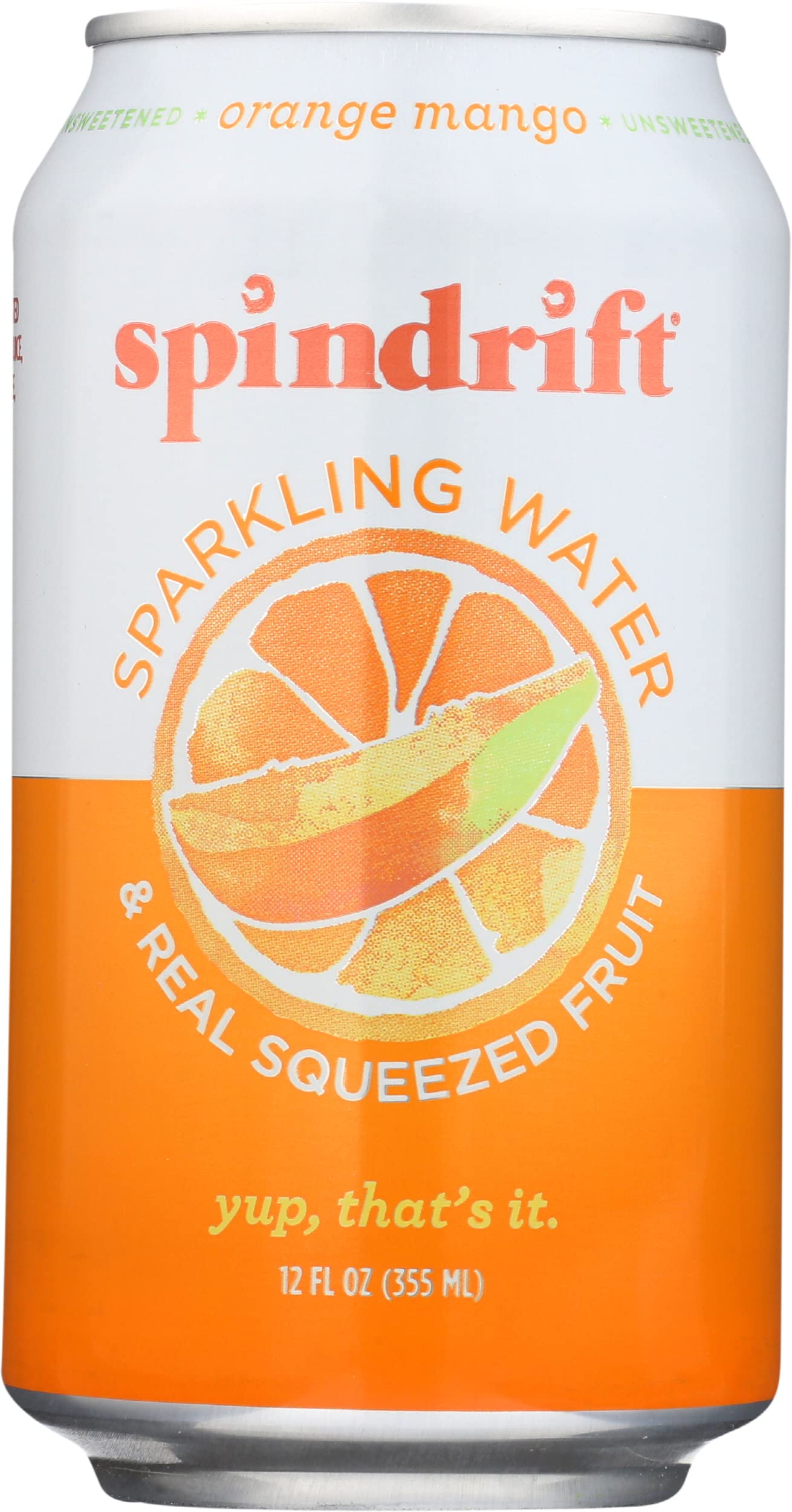 Spindrift Sparkling Water, Orange Mango Flavor, 12 Fl Oz Cans, Pack of 24, Natural
