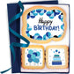 Happy Birthday Cookies Blue Gift Basket For Men And Boys Him Decorated Sugar Cookie Gift Box Mens | Nut Free | 3 Pack | Kosher